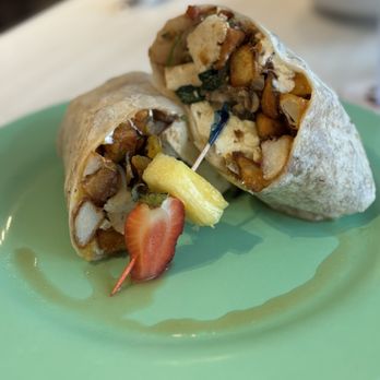 Puakea Grill - Veggie breakfast burrito - proud of myself for snapping a pic before I devoured it - American Near Me - Lihue, Hawaii