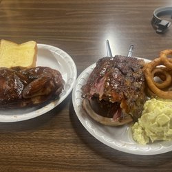 Chubby's BBQ - Half chicken and ribs.