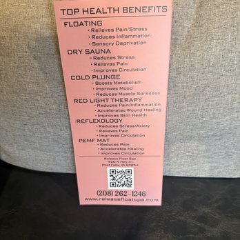 Release Float Spa - Do you know the benefits of these? It's super beneficial, come try it out! - Float Spa Near Me - Post Falls, Idaho Release Float Spa - Do you know the benefits of these? It's super beneficial, come try it out! - Float Spa Near Me - Post Falls, Idaho