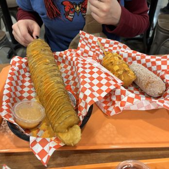 Left Wing - Potato Tornado with South Korean corn dogs - Chicken Wings Near Me - Mesa, Arizona