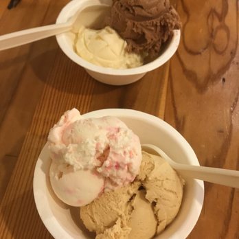 The Parlour - eggnog + peppermint mocha (top), peppermint stick + salted caramel (bottom) - Ice Cream & Frozen Yogurt Near Me - Durham, North Carolina