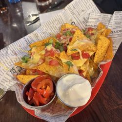 Bull Pub - Nachos with Jalapeños and sour cream on the side