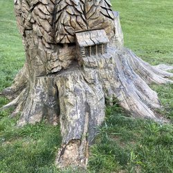 Spook Cave & Campground - Tree stump chair to sit and take photos
