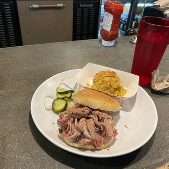 Central City BBQ - Pulled Pork Sandwich and spoonbread - Barbeque Near Me - New Orleans, Louisiana
