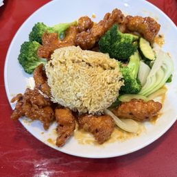 Orange Chicken/Fried Rice /steamed veggies