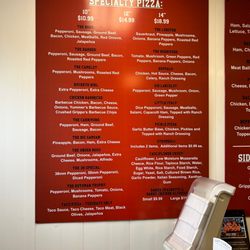 Pizza menu