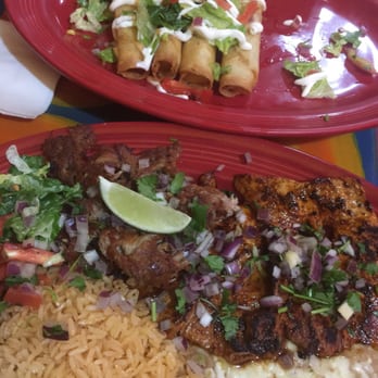 Salsa & Beer - Potato taquitos and my carne adovada and carnitas combo. Delicious!!! - Mexican Near Me - Van Nuys, California