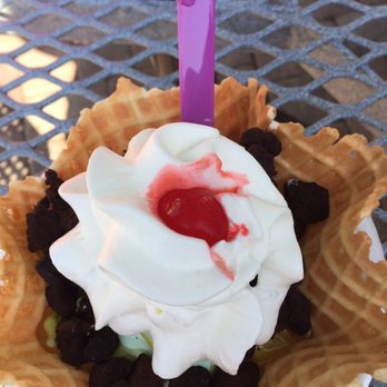 Topper's Creamery - Pistachio in Waffle Cone, Topped with Brownie Bites, Drizzled with Butterscotch Sauce & Crowned with Whip & Cherry! - Ice Cream & Frozen Yogurt Near Me - Valrico, Florida Topper's Creamery - Pistachio in Waffle Cone, Topped with Brownie Bites, Drizzled with Butterscotch Sauce & Crowned with Whip & Cherry! - Ice Cream & Frozen Yogurt Near Me - Valrico, Florida
