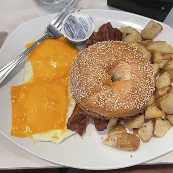 Silver Diner - The American Favorite (sub biscuit for sesame Bagel) - Diners Near Me - Glen Allen, Virginia