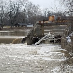 Willis Van DeVanter Park - Fast moving water carried logs over the river