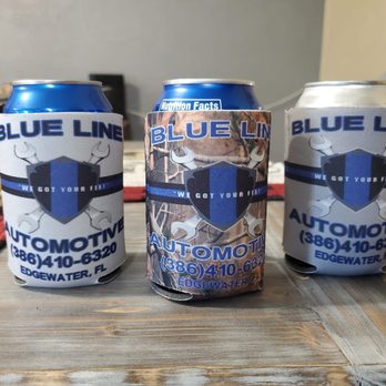 Blue Line Automotive - Koozies! - Oil Change Stations Near Me - Edgewater, Florida