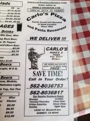 Menu photo 8 Carlo's Pizza House Downey, CA Menu photo 8 Carlo's Pizza House Downey, CA