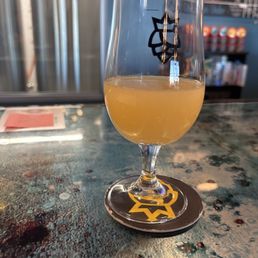 A half drank delicious beer A half drank delicious beer