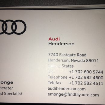 Audi Henderson - Here is his card in case interested. - Car Dealers Near Me - Henderson, Nevada Audi Henderson - Here is his card in case interested. - Car Dealers Near Me - Henderson, Nevada