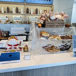 Nice super clean counter with big goods very welcoming