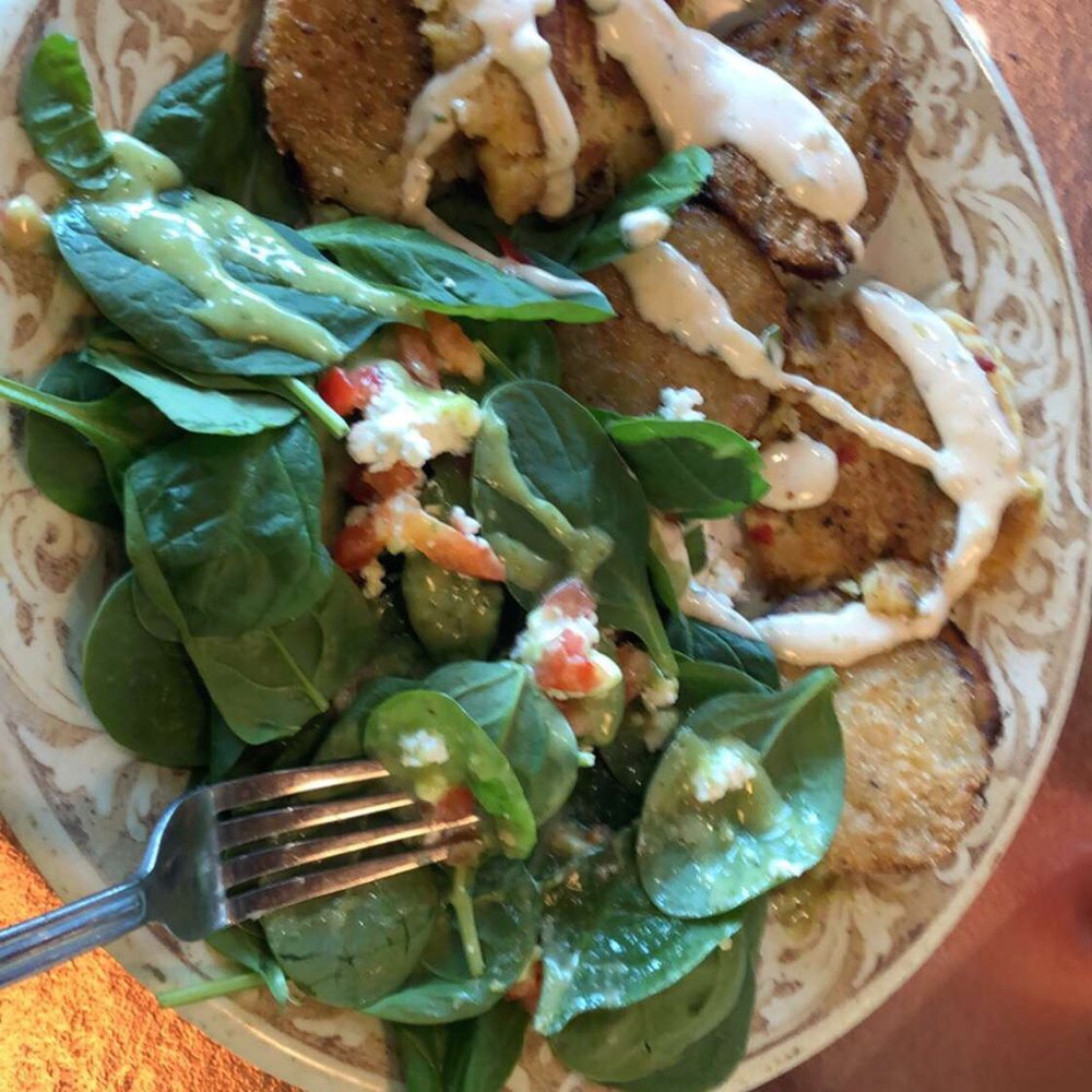 Another Broken Egg Cafe - Crab cakes and fried green tomato - Breakfast & Brunch Near Me - Delray Beach, Florida Another Broken Egg Cafe - Crab cakes and fried green tomato - Breakfast & Brunch Near Me - Delray Beach, Florida