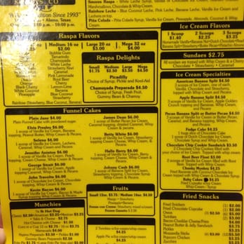 Willie's Sweet - The menu. - Desserts Near Me - Alamo, Texas