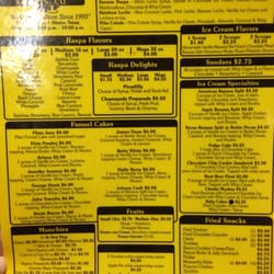 Willie's Sweet - The menu.