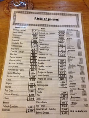 Menu photo 7 El Vaso de Oro Barcelona, B