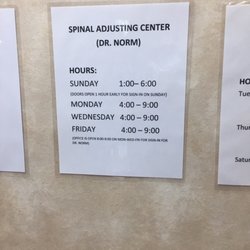Spinal Adjusting Cntr - Hours