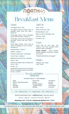 Menu photo 4 North 46 Restaurant Little Current, ON Menu photo 4 North 46 Restaurant Little Current, ON