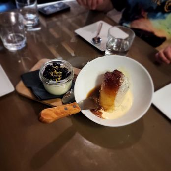 Carson Kitchen - The best dessert in all of Las Vegas. Glazed Donut Bread pudding.... its to die for! Blueberry posset ...both are golden desserts!!!! - New American Near Me - Las Vegas, Nevada