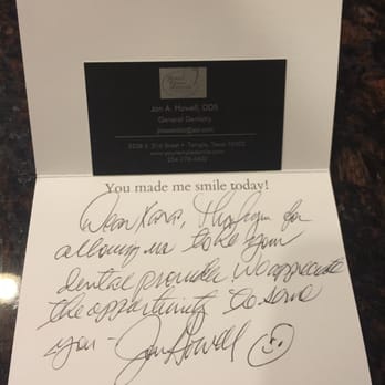 Fairbanks Dental Associates - Thank you card from Dr. Howell! - General Dentistry Near Me - Temple, Texas