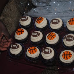 DreamScape Desserts - Chocolate Peanut Butter Cupcakes with a sports theme!
