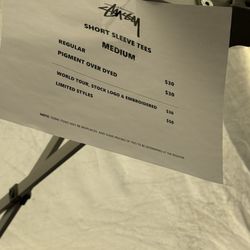 Tees pricing (w/ disclaimer on possible price differences for misplaced items)