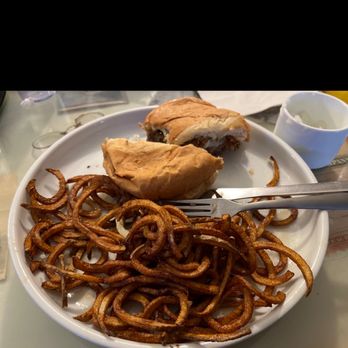 Silver Spur Cafe - The Cheese Burger with homemade Curly Fries! - Cafes Near Me - Sheridan, Wyoming