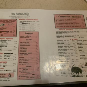 La Simpatia Cafe - Menu..!! - Mexican Near Me - Guadalupe, California