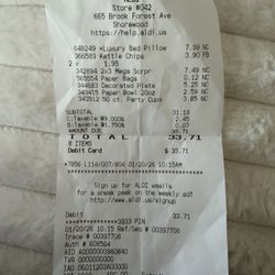 ALDI - Receipt of purchase