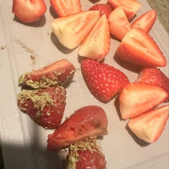 Golden Roastery - 4 strawberries at bottom are the ones from one of the cup, next to them are the strawberries I cut myself for our cups. - Coffee Roasteries Near Me - Houston, Texas Golden Roastery - 4 strawberries at bottom are the ones from one of the cup, next to them are the strawberries I cut myself for our cups. - Coffee Roasteries Near Me - Houston, Texas