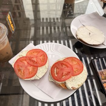 Santos Coffee House - Pesto and tomato bagel - Coffee & Tea Near Me - San Diego, California Santos Coffee House - Pesto and tomato bagel - Coffee & Tea Near Me - San Diego, California