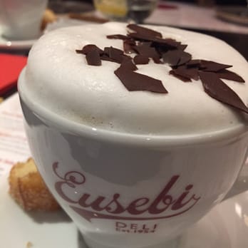Eusebi Deli - Cappuccino with chocolate flakes - Delicatessen Near Me - Glasgow, GLG Eusebi Deli - Cappuccino with chocolate flakes - Delicatessen Near Me - Glasgow, GLG