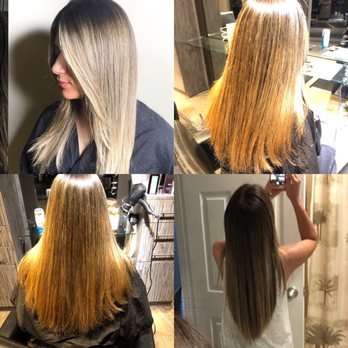Regina Does - Bad experience:  What I wanted (top left), what I got (top right, bottom left), what I corrected it to (bottom right) - Hair Salons Near Me - Brea, California