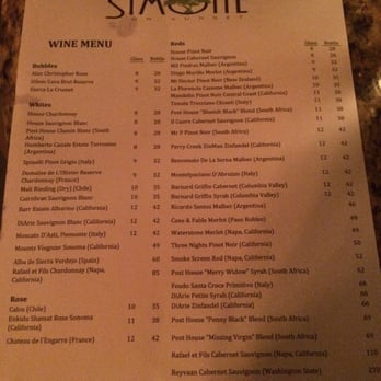 Simone on Sunset - Wine menu - Wine Bars Near Me - Houston, Texas Simone on Sunset - Wine menu - Wine Bars Near Me - Houston, Texas