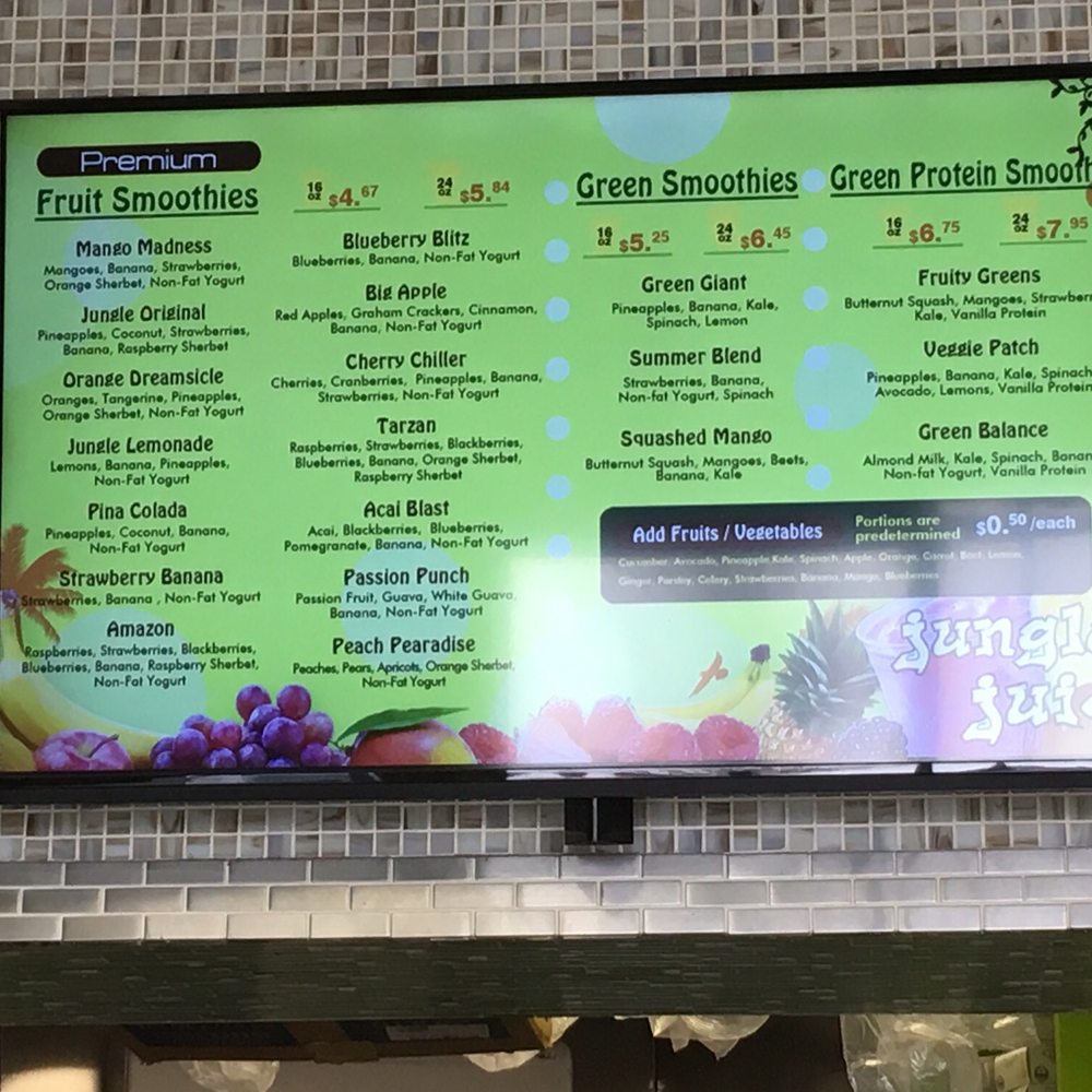 Jungle Juice - Menu right - Juice Bars & Smoothies Near Me - Morristown, New Jersey Jungle Juice - Menu right - Juice Bars & Smoothies Near Me - Morristown, New Jersey