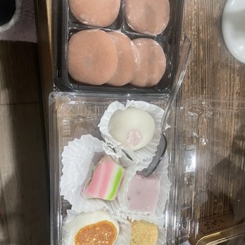 Fugetsu-Do - Chocolate mocha which was delicious but it's prepackaged. Assorted mochi which is freshly made at the shop. - Candy Stores Near Me - Los Angeles, California