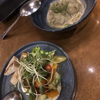 The Banyan Tree - Shrimp Dumplings and Farmer's Tomato Salad - Seafood Near Me - Kapalua, Hawaii The Banyan Tree - Shrimp Dumplings and Farmer's Tomato Salad - Seafood Near Me - Kapalua, Hawaii