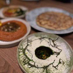 Aziza - Trio of spreads, pita bread