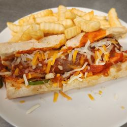 Graham's Grill & Pub - Sausage Brat Smothered with Marinara