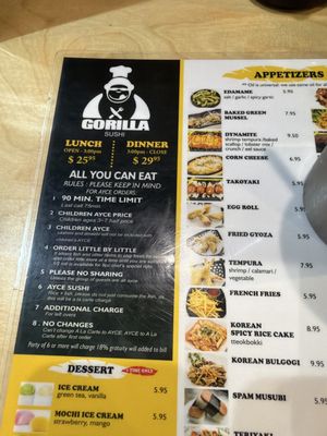 Menu photo 1 Gorilla Sushi Las Vegas, NV