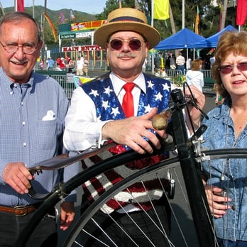 Rose Bowl Flea Market - Dennis rides a classic bike and talks to visitors at the front gate (Mar 9th, 2008). - Flea Markets Near Me - Pasadena, California Rose Bowl Flea Market - Dennis rides a classic bike and talks to visitors at the front gate (Mar 9th, 2008). - Flea Markets Near Me - Pasadena, California