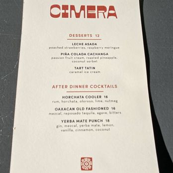Cimera - Dessert menu - Latin American Near Me - Denver, Colorado