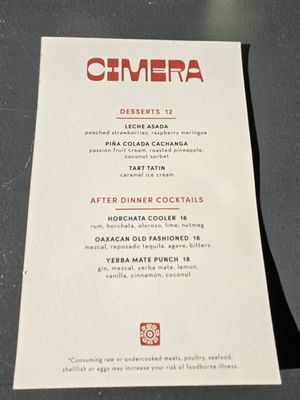 Menu photo 6 Cimera Denver, CO