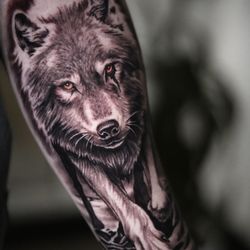 MD Tattoo Studio - Amazing wolf tattoo by Kyle DeVries. Contact us today to book yours.