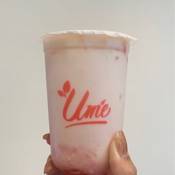 Ume Tea - Strawberry Latte with Coconut Pudding() - Coffee & Tea Near Me - Cupertino, California