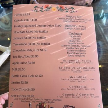 La Parada Cafe - Menu back - Mexican Near Me - Reno, Nevada