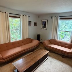 Mafes refurbished our large sofa. Rebuilt the frame, replaced cushions and recovered. The small sofa was built to our specifications.